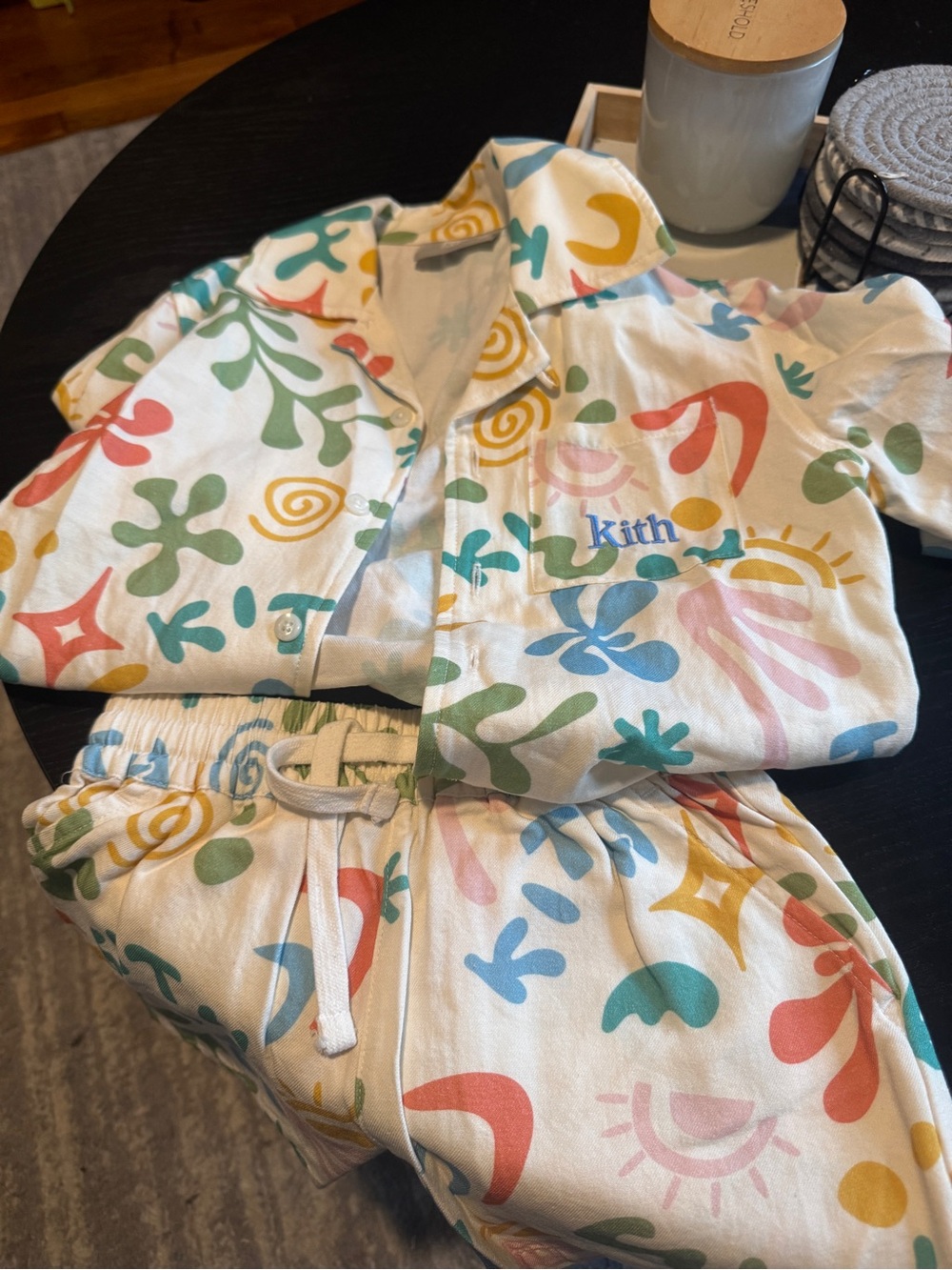 Kith Cream Multicolor Abstract Print Kids matching set